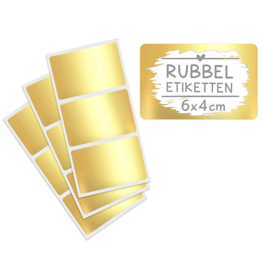 Rubbelaufkleber Gold glänzend 6x4 cm - Gold metallic - Rubbeletikett