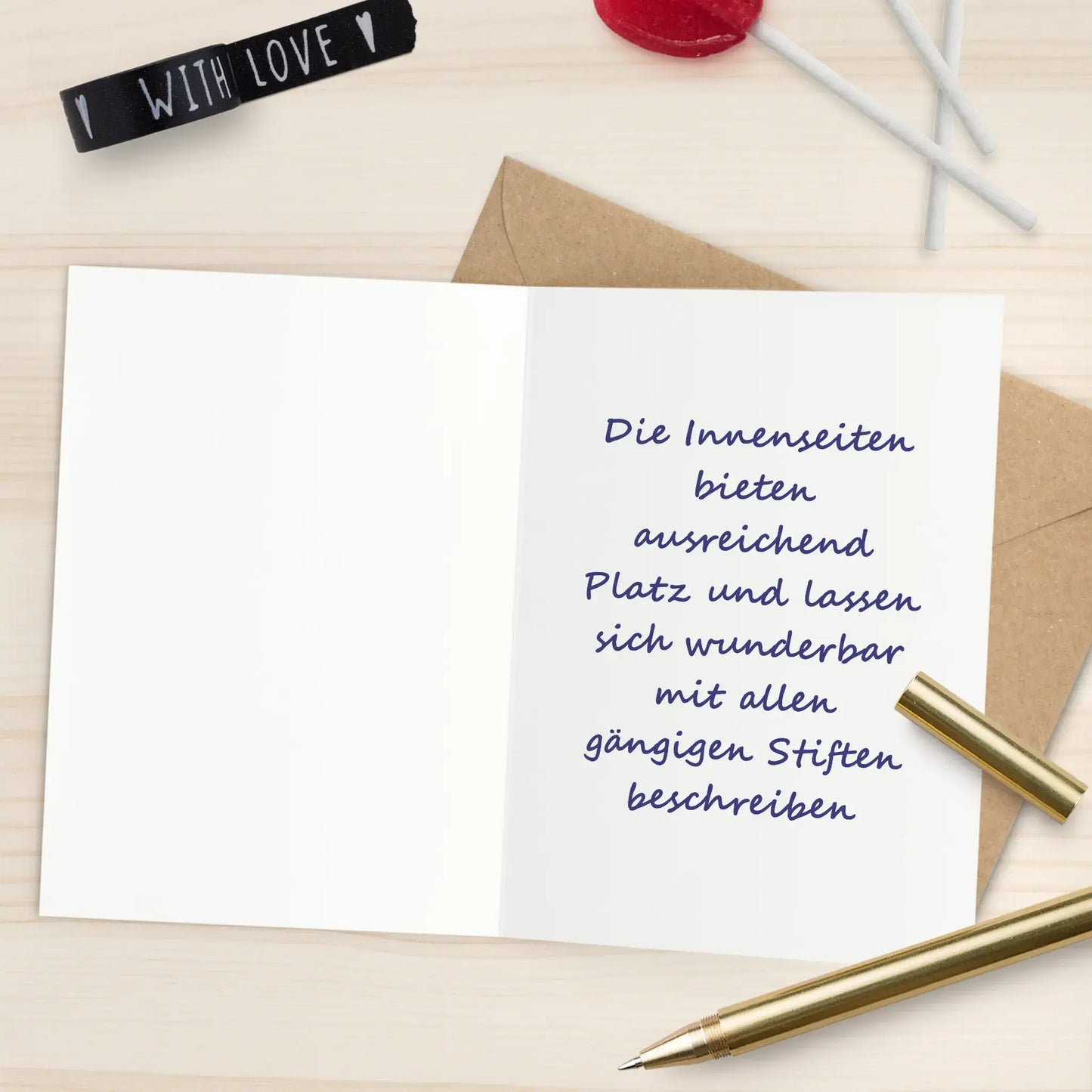 Innenansicht Klappkarte mit viel Platz zum Beschriften