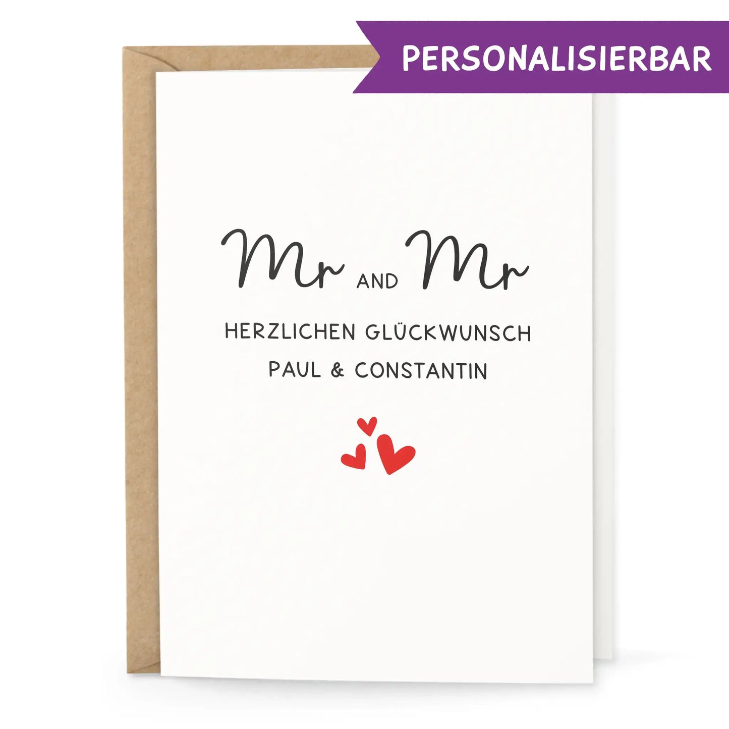 Personalisierbare Glückwunschkarte Mr and Mr Vorderseite
