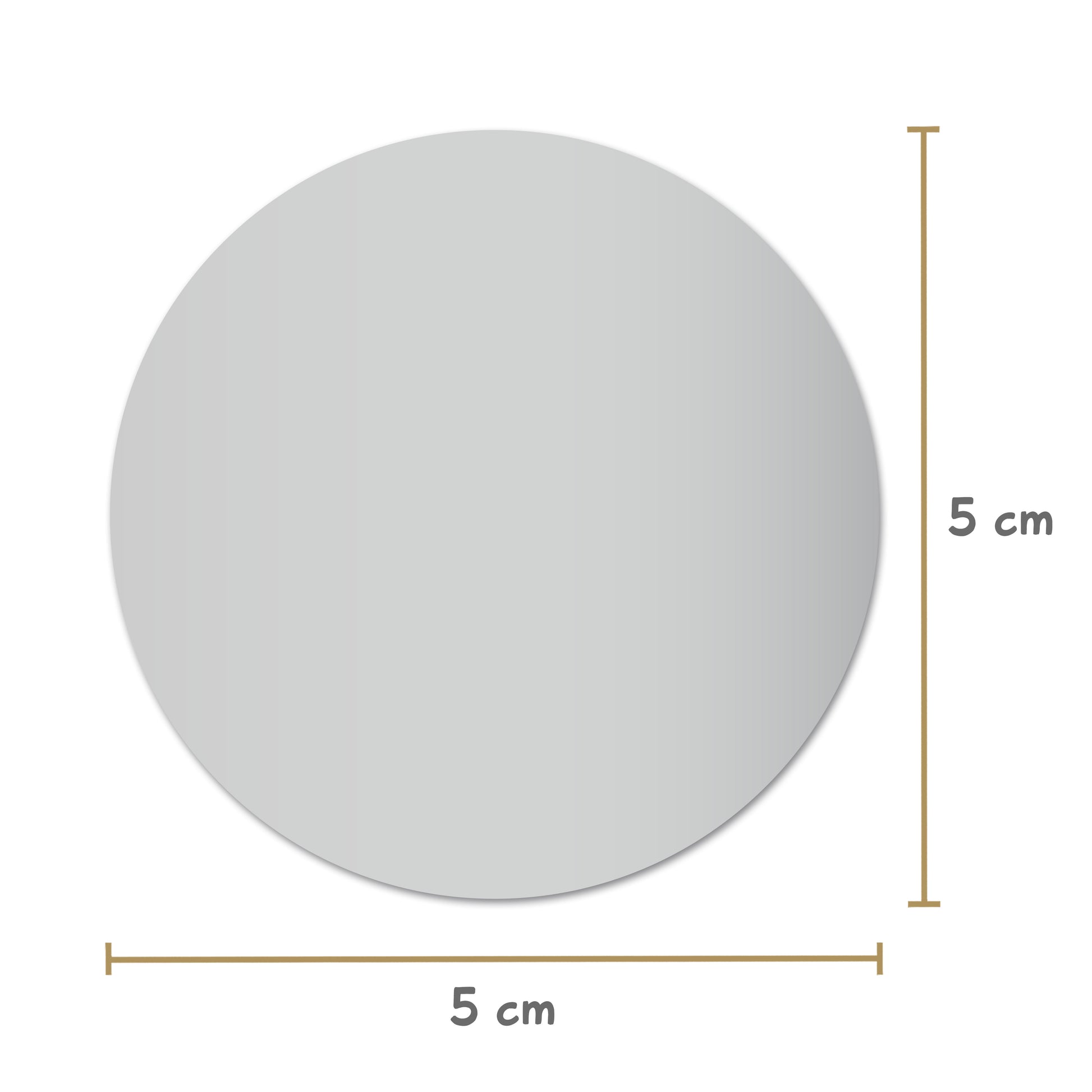 Ansicht der Maße: Rubbeletiketten rund 5 cm Durchmesser