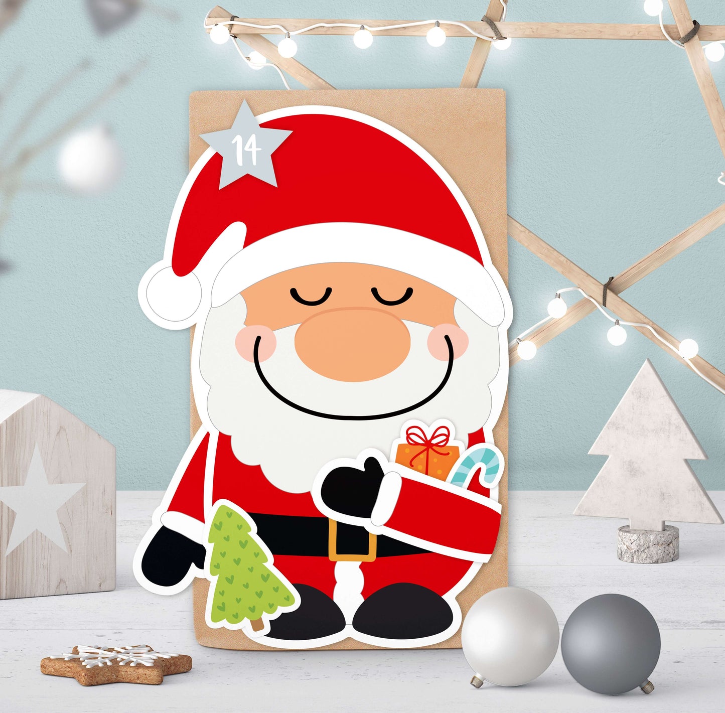 Adventskalender zum Befüllen "Santa" Motiv 3