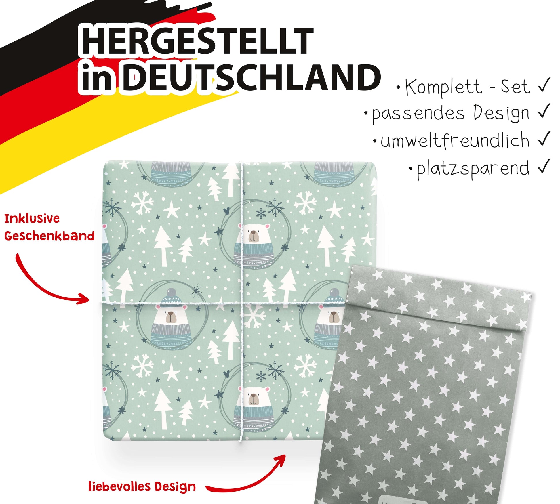 Geschenkpapier für Weihnachten "Eisbär" Made in Germany