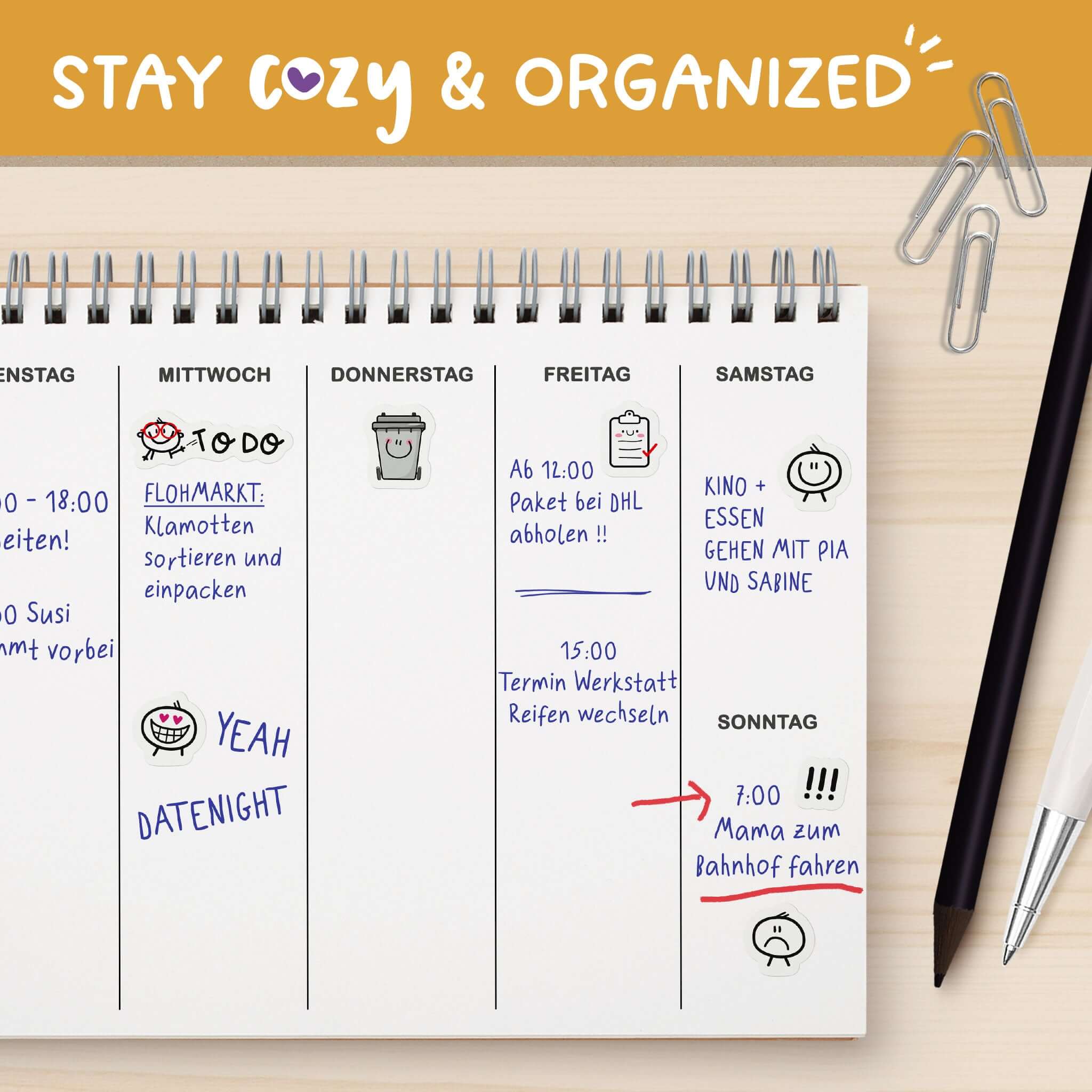 Schwarze Tonne Kalender Aufkleber - Nie Müll vergessen!