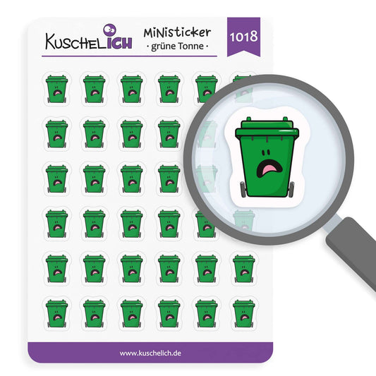 Kalender Aufkleber Müll grüne Tonne Bioabfall Erinnerung Mülltermine