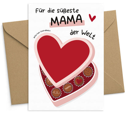 Muttertagskarte Rubbelkarte Muttertag Rubbelaufkleber rot Herz