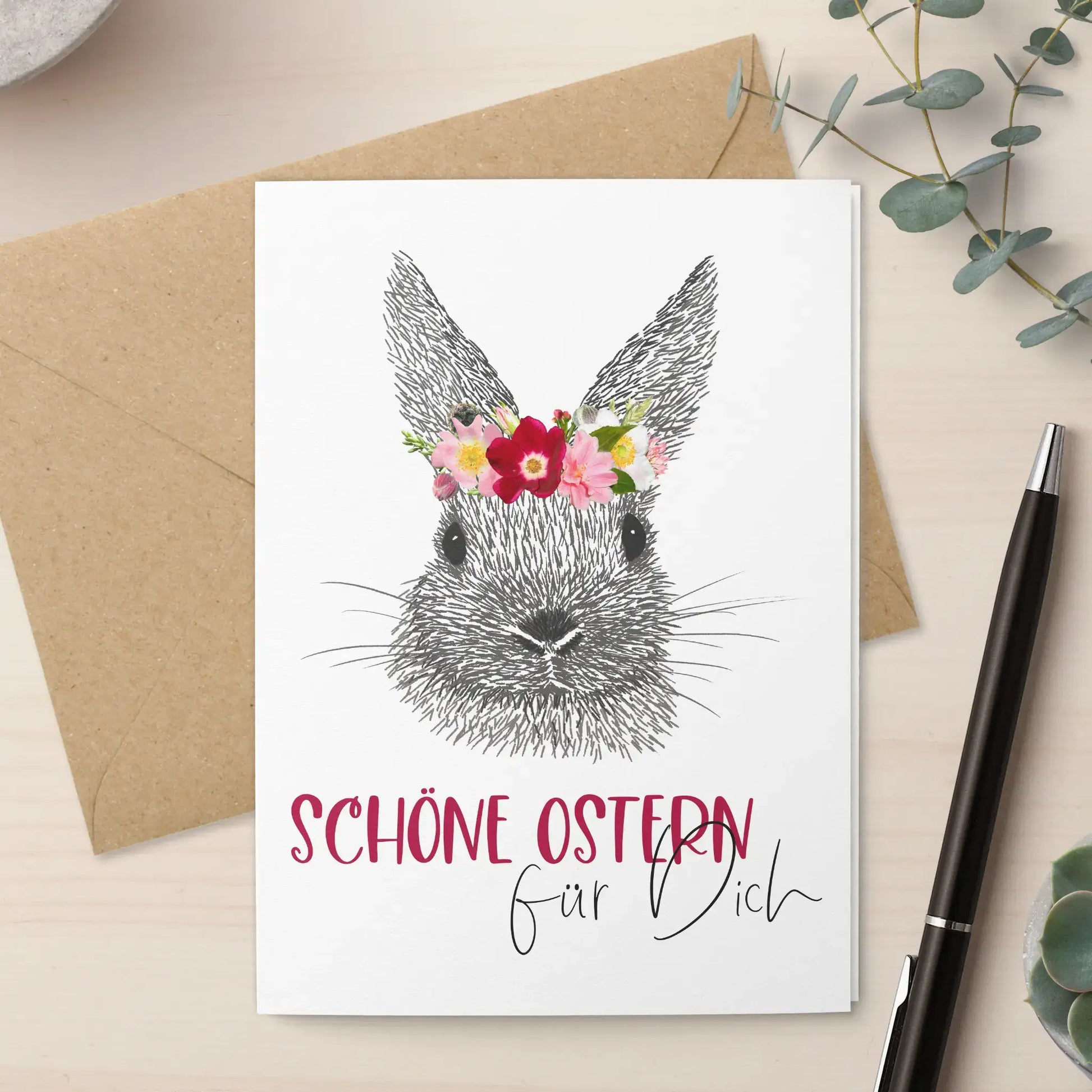 Osterkarte Schöne Ostern Klappkarte mit Umschlag