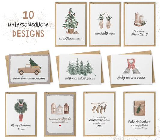 Weihnachtskarten "Cozy Christmas" mit Umschlägen - Motive Übersicht