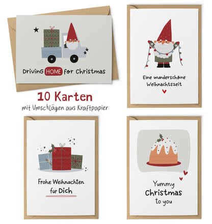 Weihnachtskarten "Weihnachtswichtel" 4 Motive