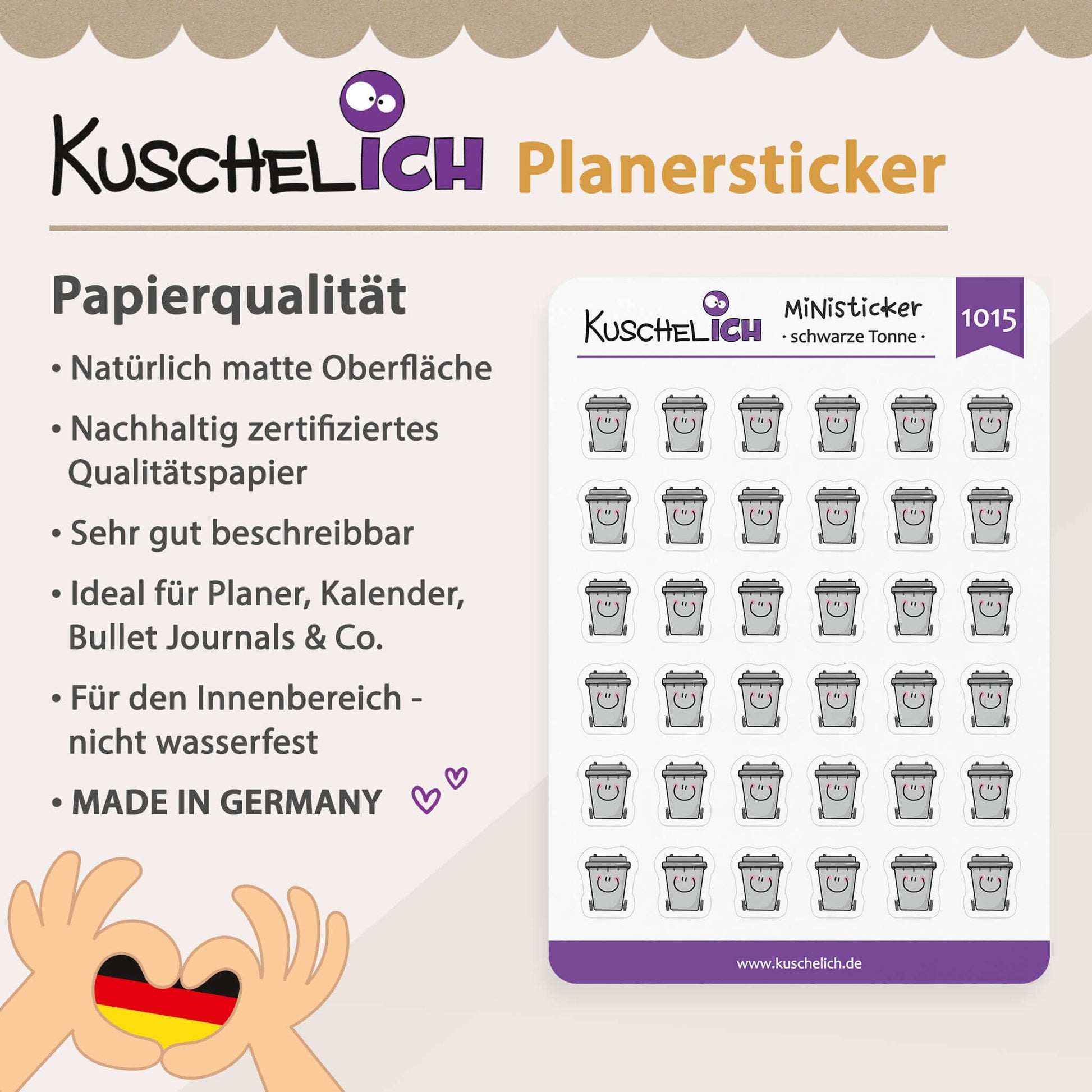 Schwarze Tonne Kalender Aufkleber Nie Müll vergessen! Restmüll Kalender 2025