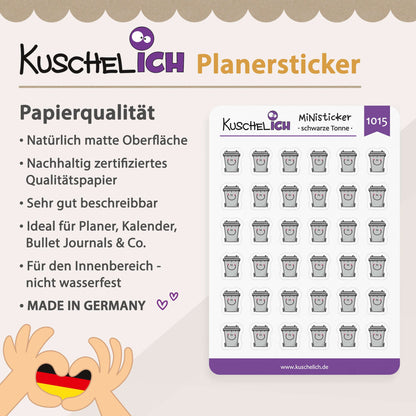 Schwarze Tonne Kalender Aufkleber - Nie Müll vergessen!