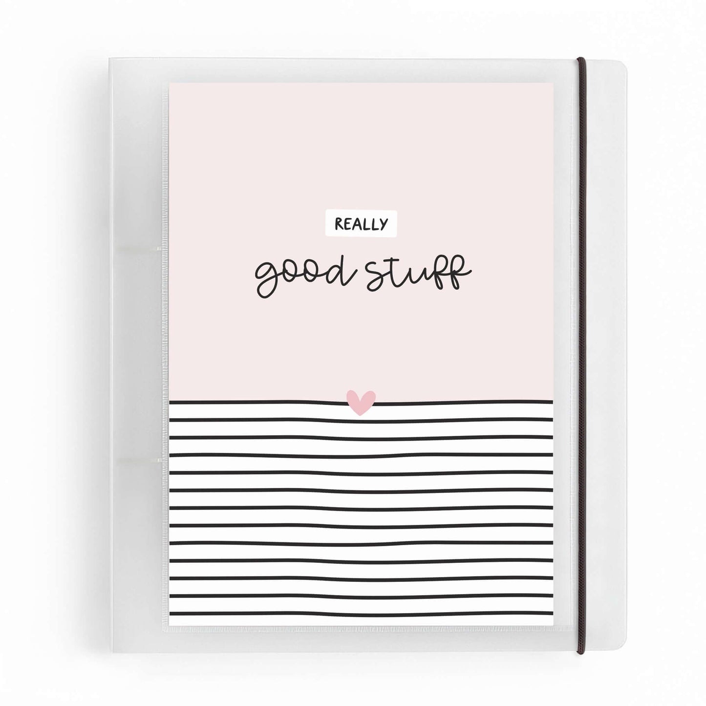 Frontansicht des DIN A5 Ordners „Good Stuff“ mit Herz-Design