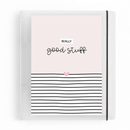 Frontansicht des DIN A5 Ordners „Good Stuff“ mit Herz-Design