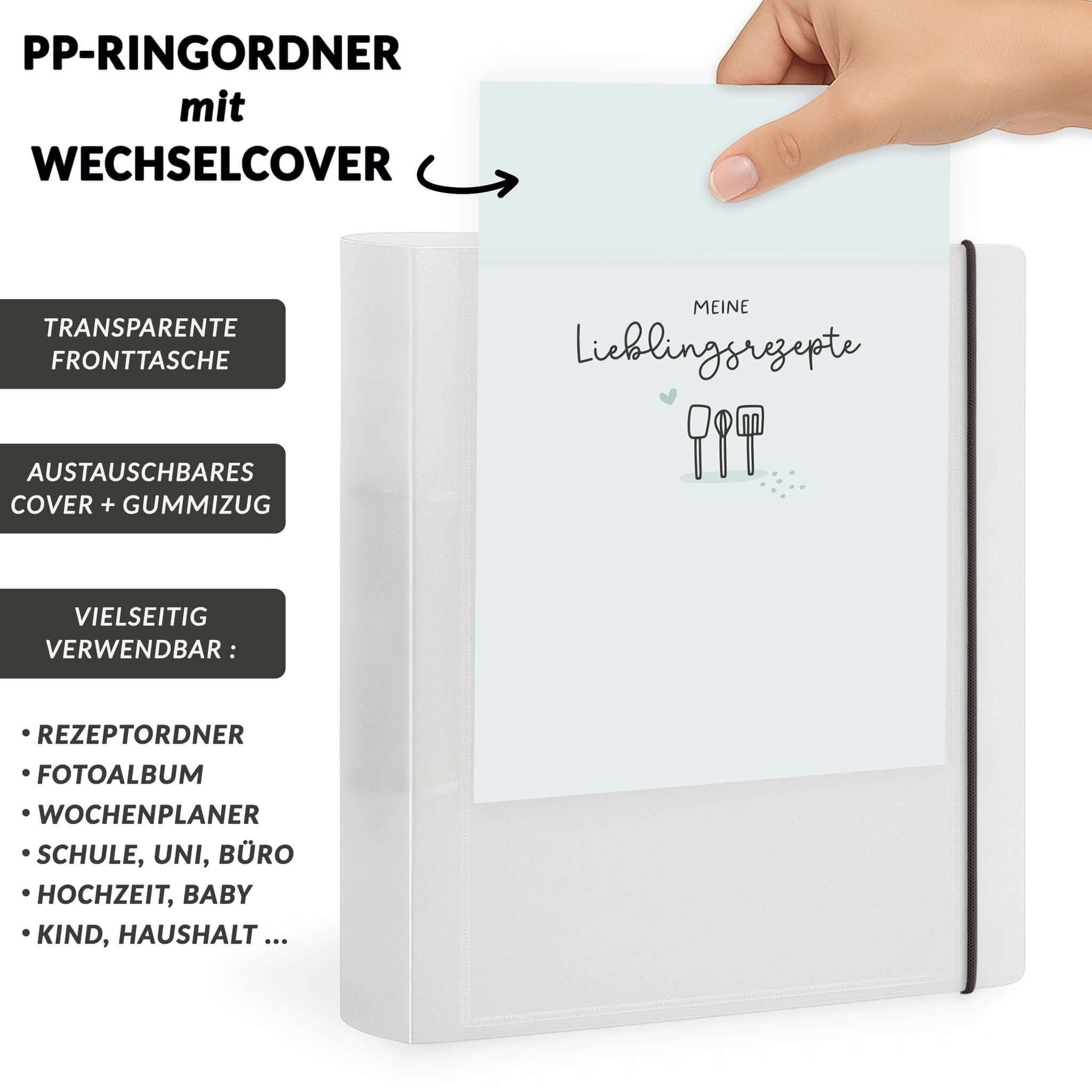 Rezeptordner A5 mit austauschbarem Cover in Mint