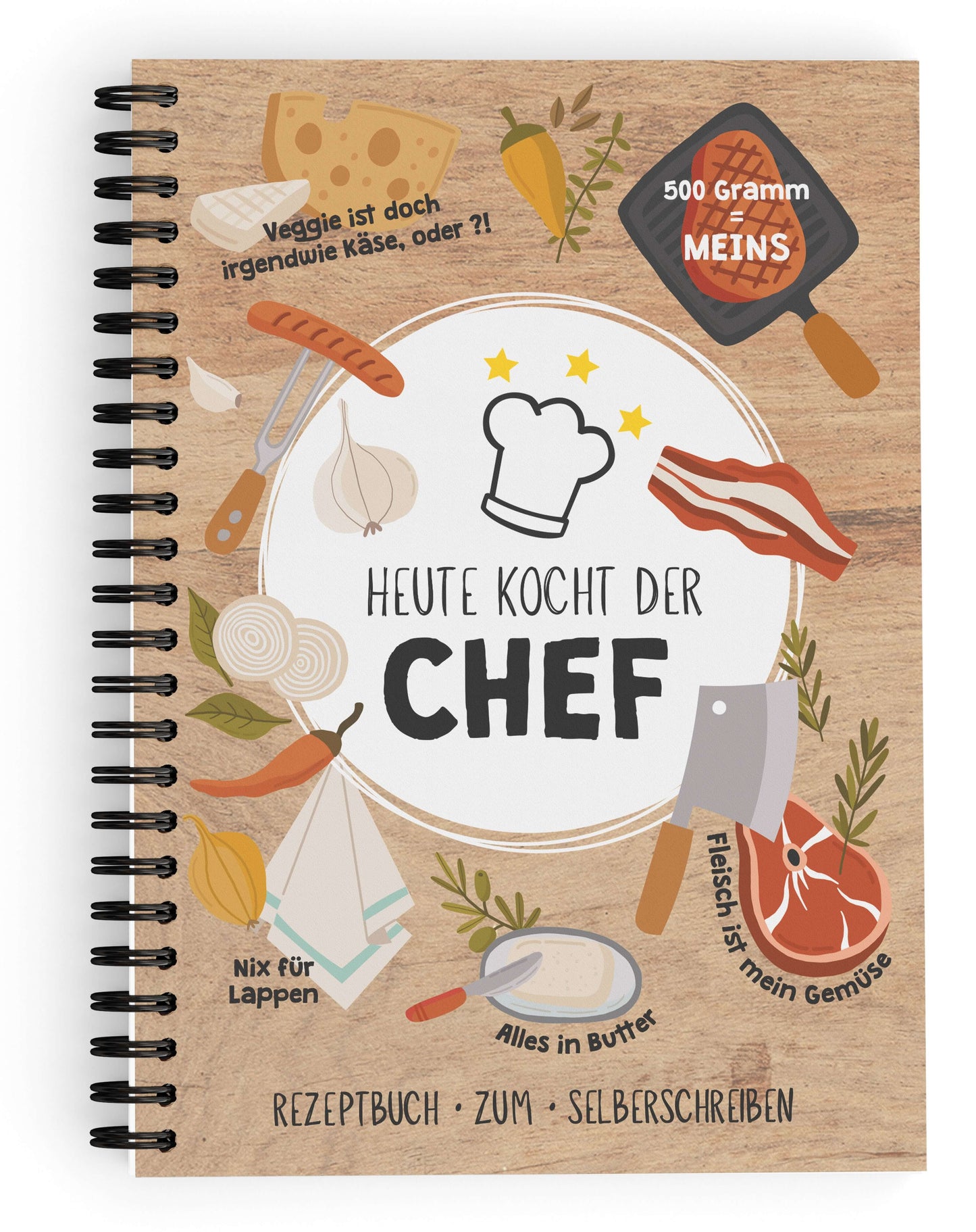 Rezeptbuch zum Selberschreiben "Heute kocht der Chef" Vorderseite