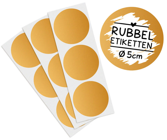 Rubbeletiketten zum Aufkleben, gold rund 5 cm Durchmesser - Rubbelaufkleber Scratch Off Sticker
