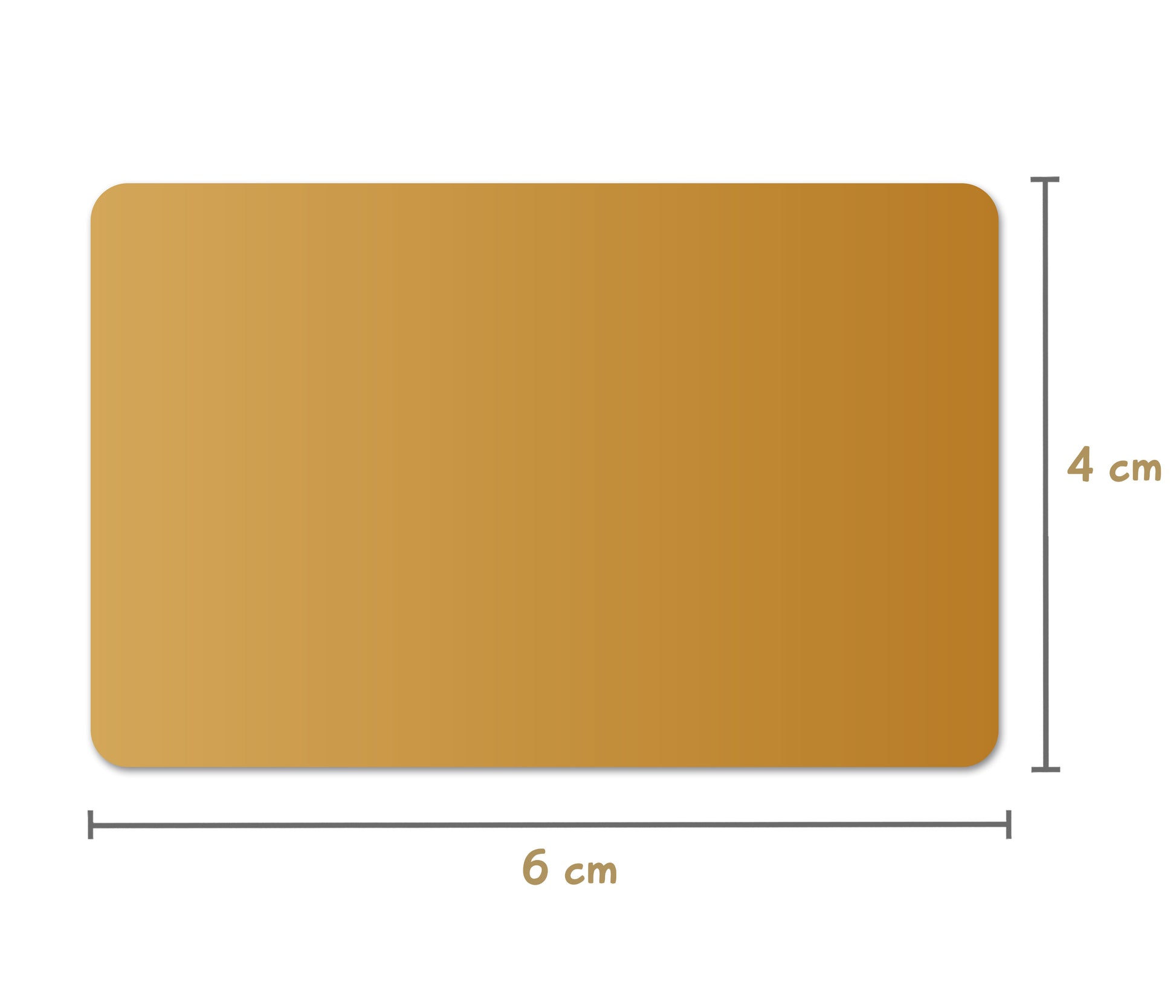 Ansicht der Maße Rubbeletikett gold rechteckig 6 mal 4 Zentimeter