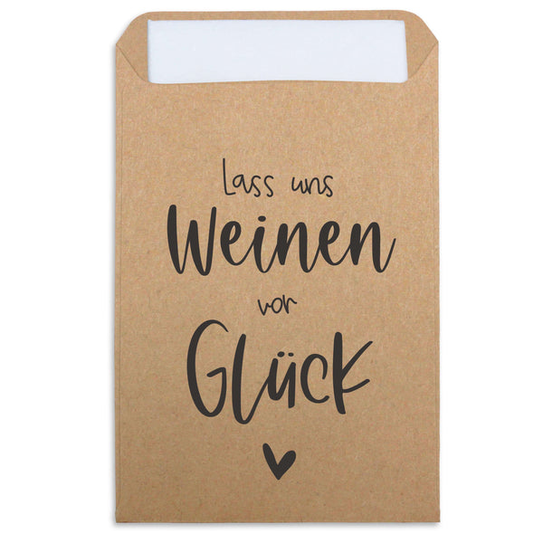 Freudentränen Taschentücher Hüllen Krafpapier braun Lass uns weinen vor Glück