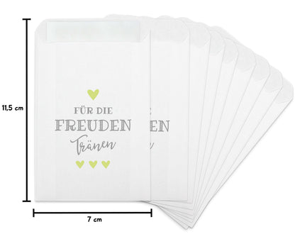 Freudentränen Taschentücher Hüllen "Für die Freudentränen" grün Maßangabe