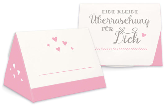 Geschenkschachtel für Gastgeschenk Hochzeit rosa Vorderseite Rückseite