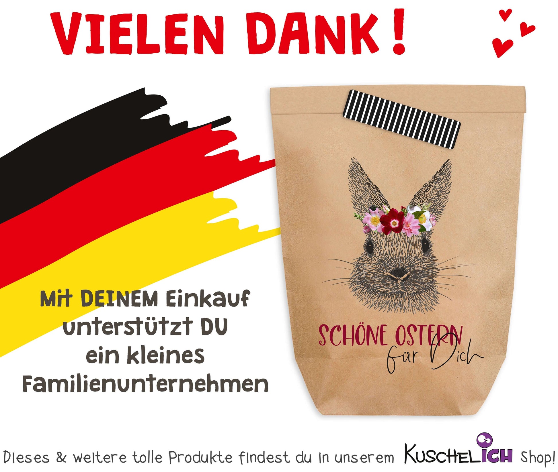 Made in Germany Ostertüte zum Befüllen "Schöne Ostern für Dich" Kraftpapier