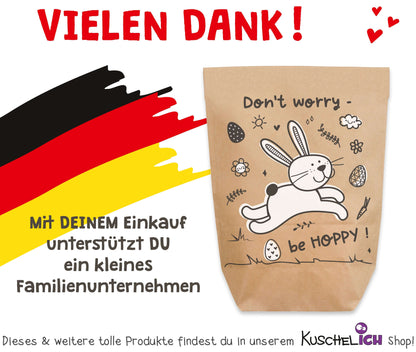 Ostertüte "Don´t Worry" Kraftpapier weiss bedruckt Made in Germany Kuschelich