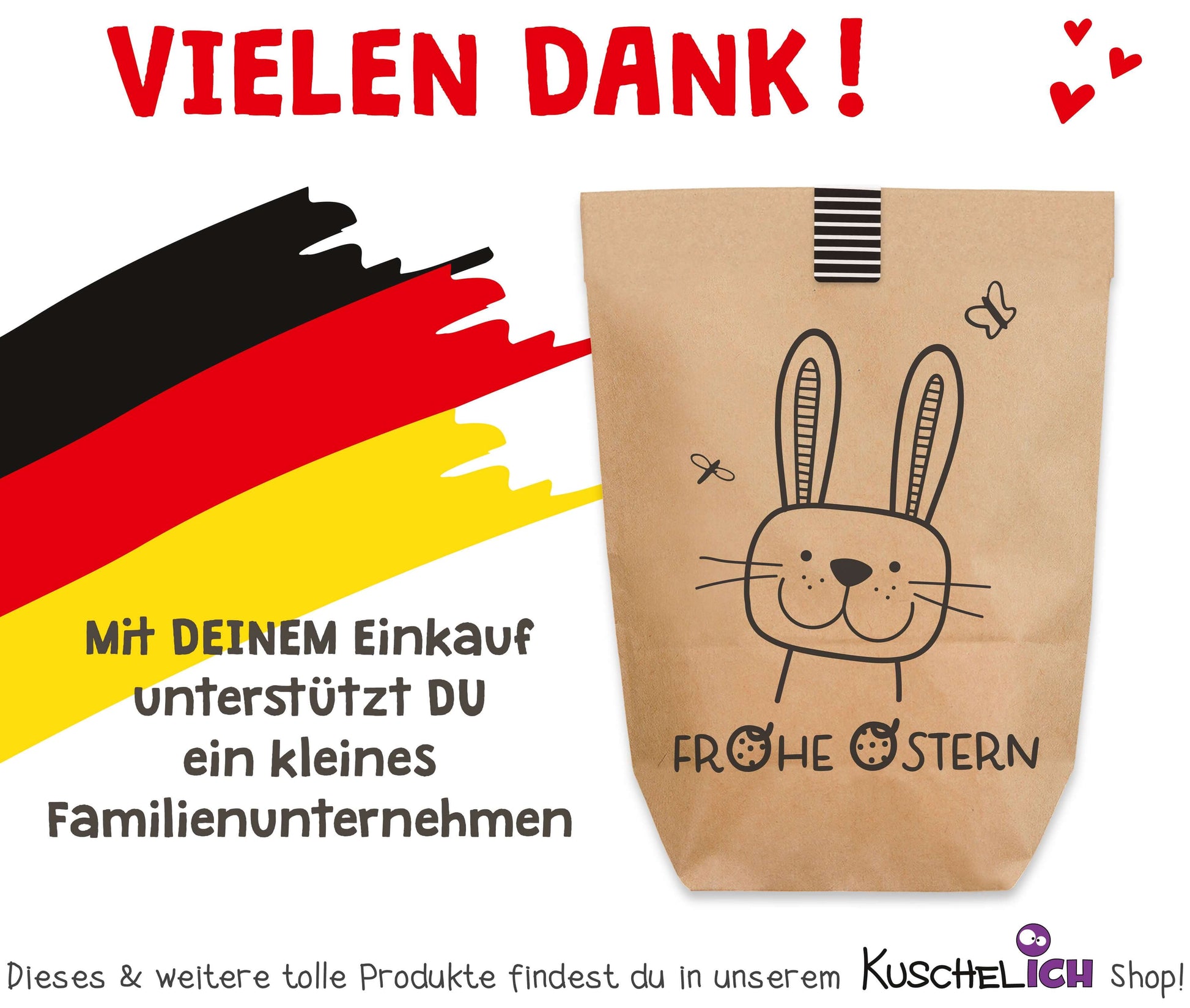 Ostertüte "Frohe Ostern" Kraftpapier KuschelICH Made in Germany
