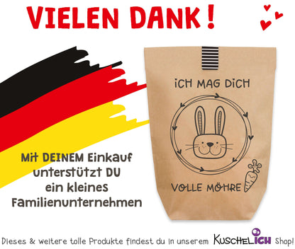 Made in Germany Dekobeispiel Ostertüte "Ich mag Dich Volle Möhre" Kraftpapier