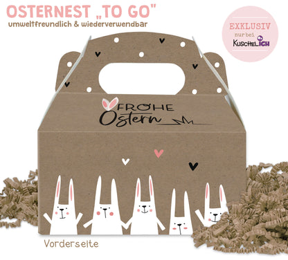 Ostergeschenkbox mit Henkel - Osternest mit Ostergras Motiv 1