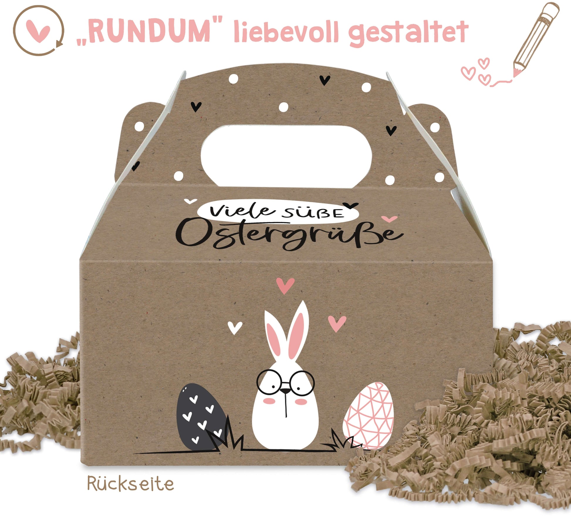 Ostergeschenkbox mit Henkel - Osternest mit Ostergras Motiv 2