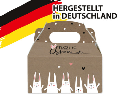 Ostergeschenkbox mit Henkel - Osternest mit Ostergras "Hasenbande" Made in Germany
