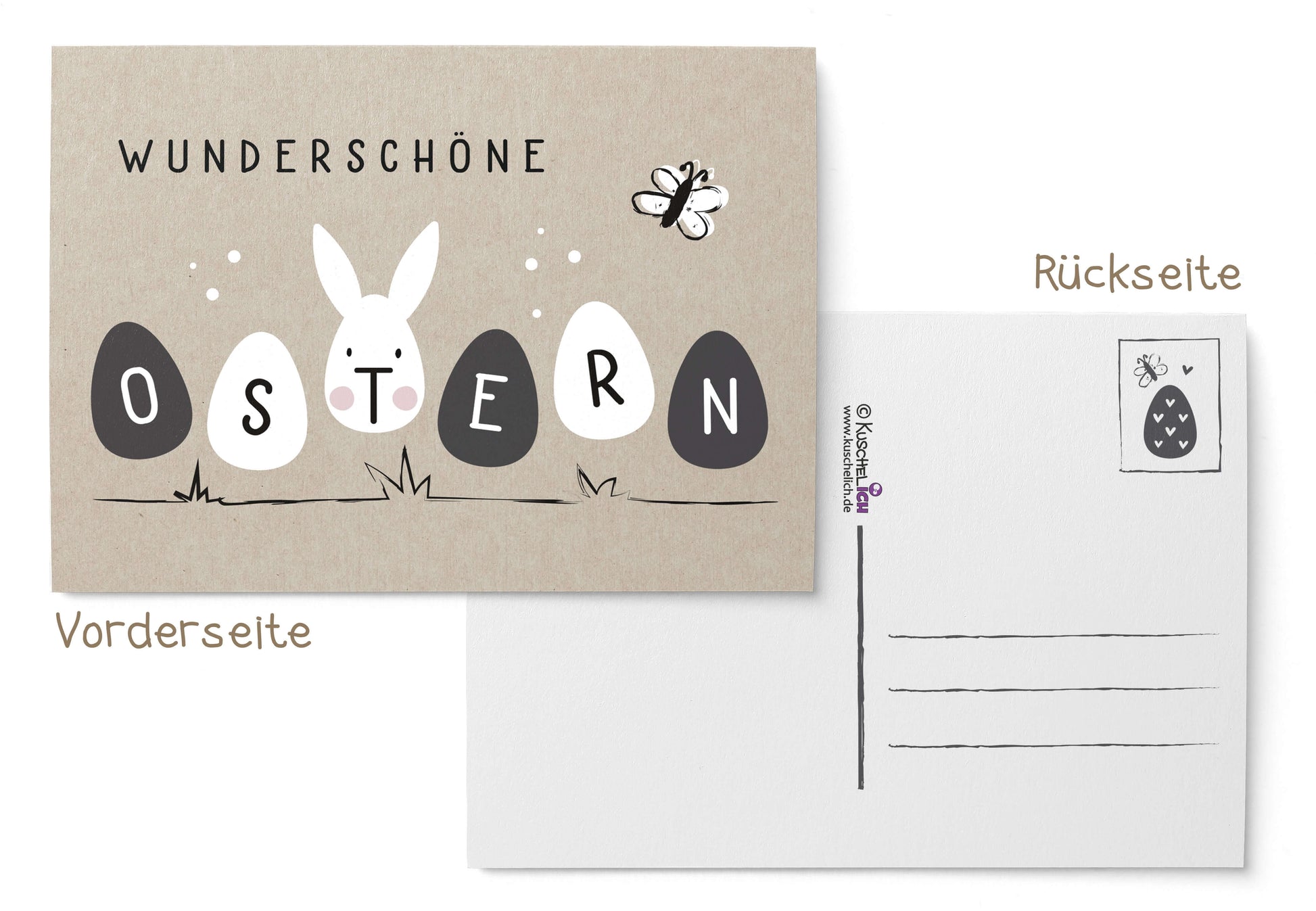 Postkarte Wunderschöne Ostern Osterkarte Vorderseite & Rückseite