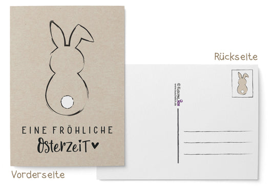Postkarte Eine fröhliche Osterzeit Osterkarte Vorderseite & Rückseite