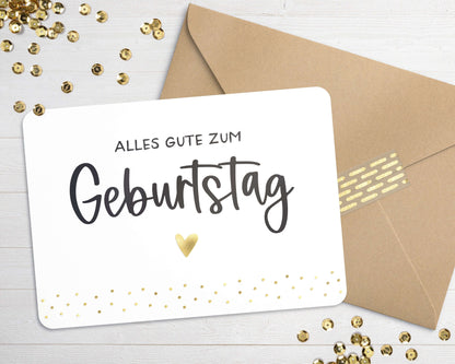 Karte "Alles Gute zum Geburtstag" mit Briefumschlag mit Herz