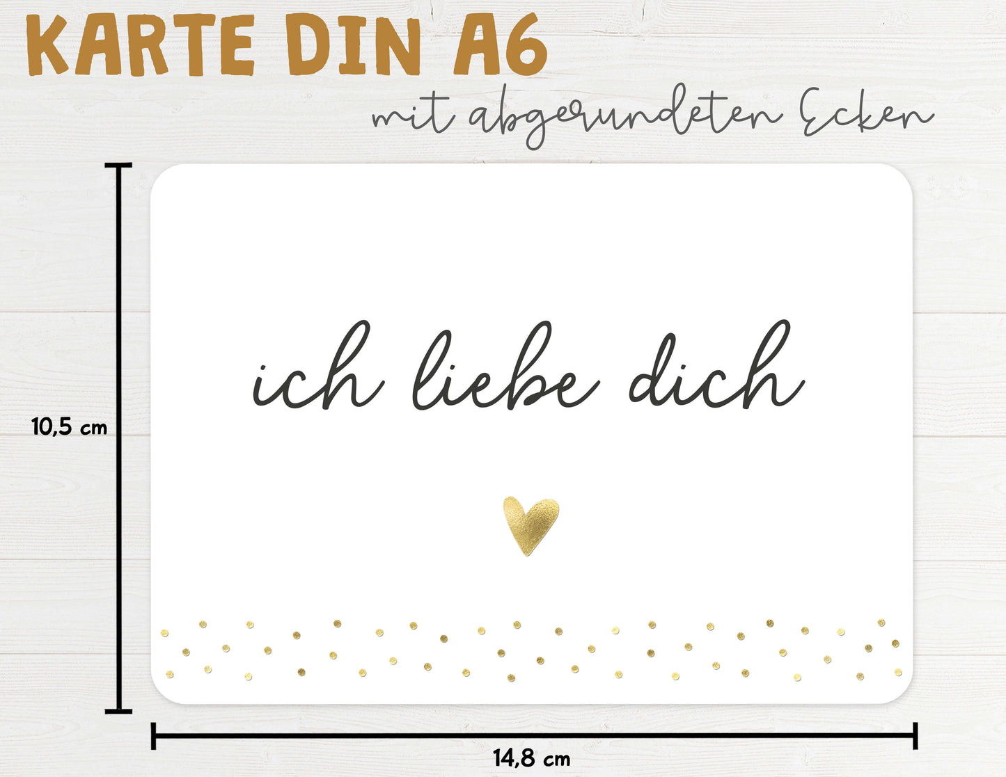 Karte "ich liebe dich" mit Briefumschlag Maße DIN A6