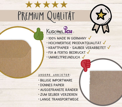 Qualitätsmerkmale KuschelICH Freudentränen Taschentücher Hüllen aus Kraftpapier