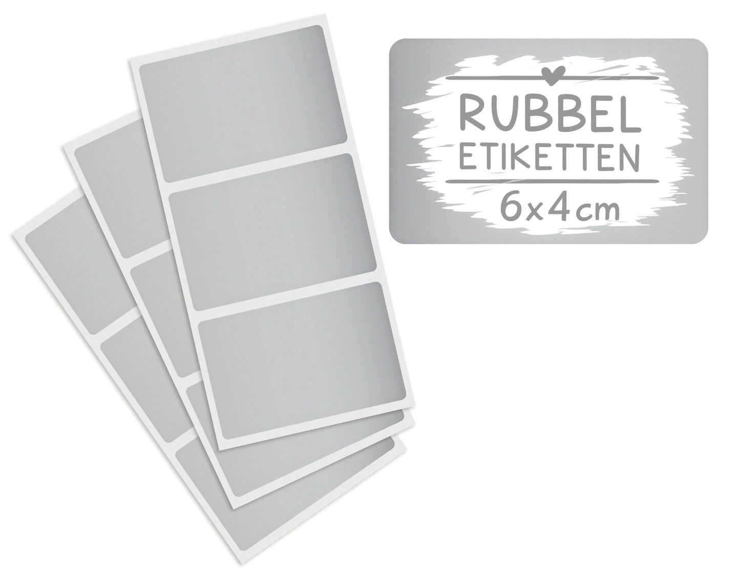 Rubbeletiketten zum Aufkleben silber 6x4 cm Rubbelaufkleber Scratch Off Sticker