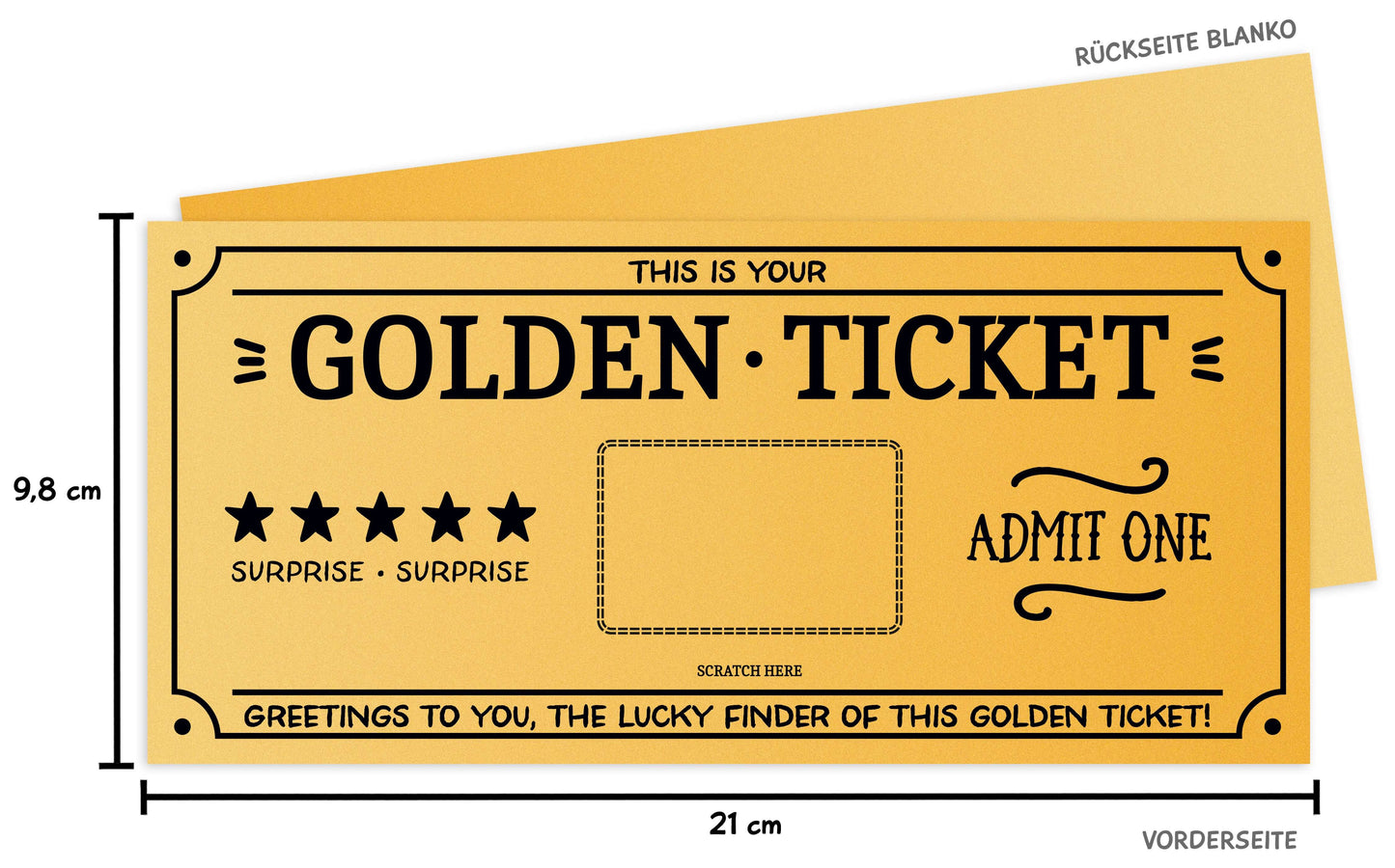 Rubbelkarte Golden Ticket Maßangabe