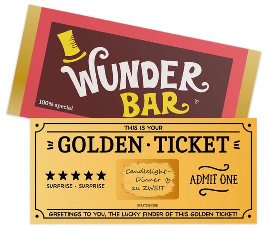 Rubbelkarte als Golden Ticket zum Selbstbeschriften mit Umschlag