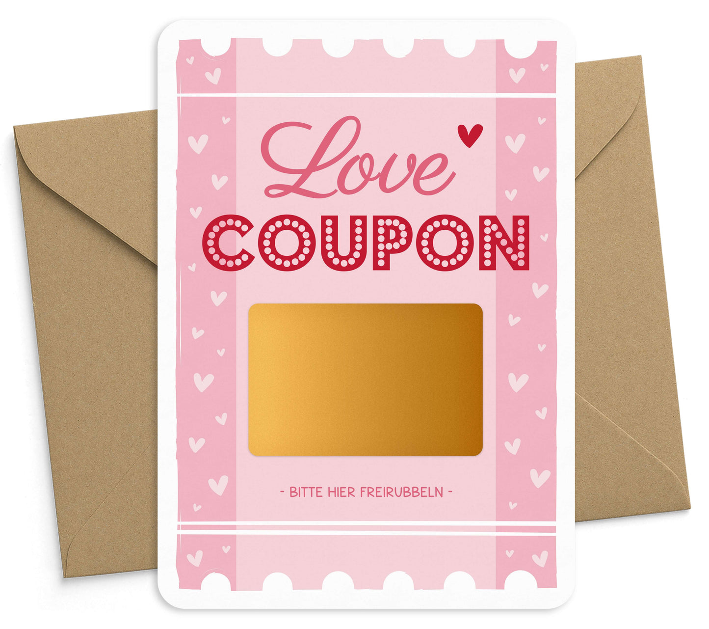 Rubbelkarte zum selber beschriften Gutschein Love Coupon mit Umschlag