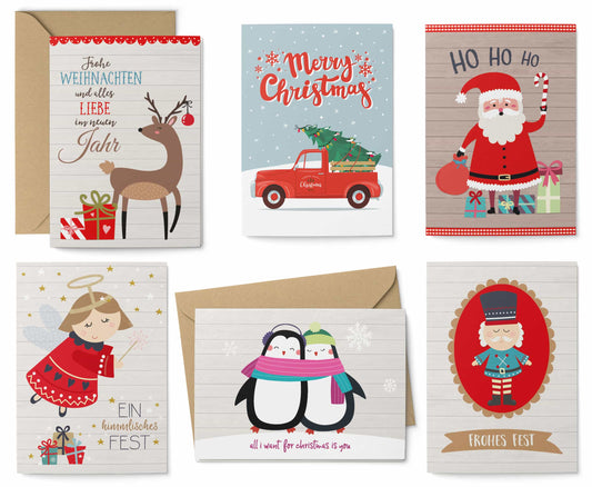 Weihnachtskarten Set "Classic" Motive Postkarten Grußkarten